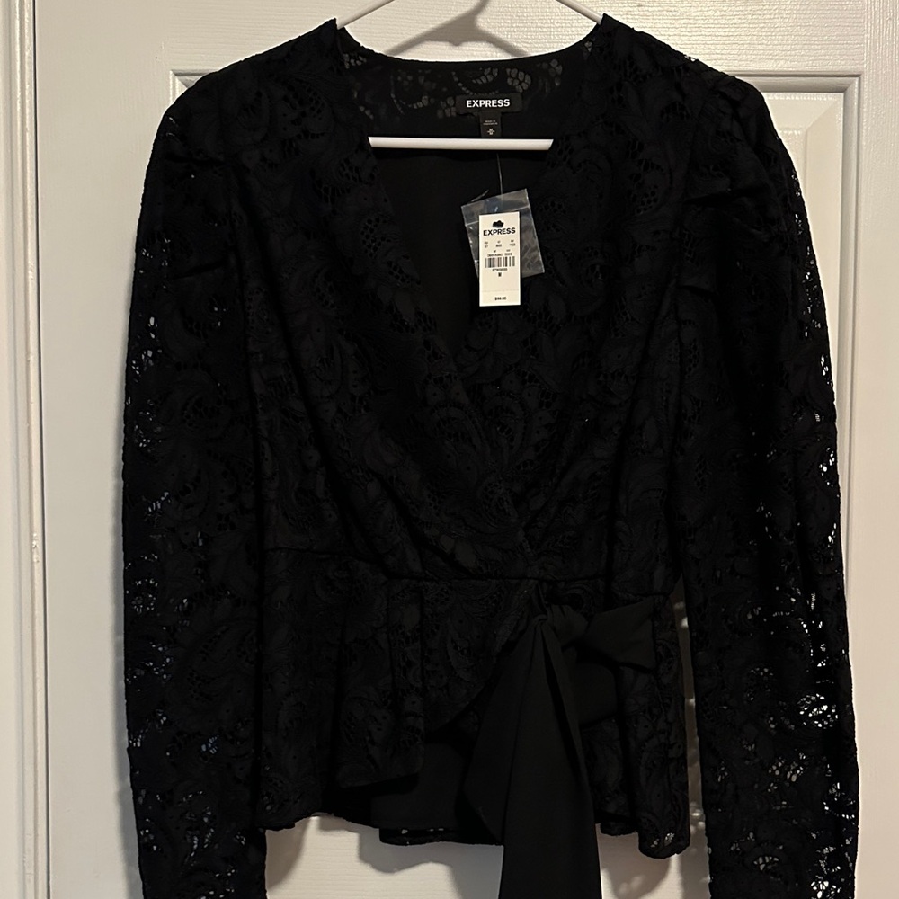 Express Elegant Black Lace Blouse